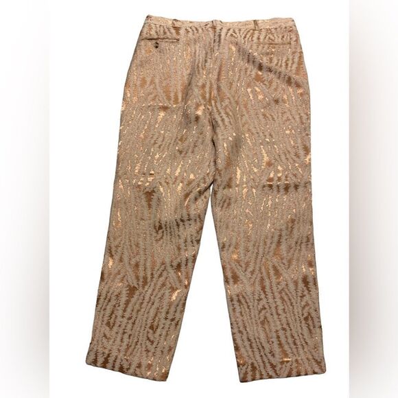 Gold Metallic Brocade Pants Glam Luxe Statement Trousers by PRONTI 2X - Picture 6 of 9